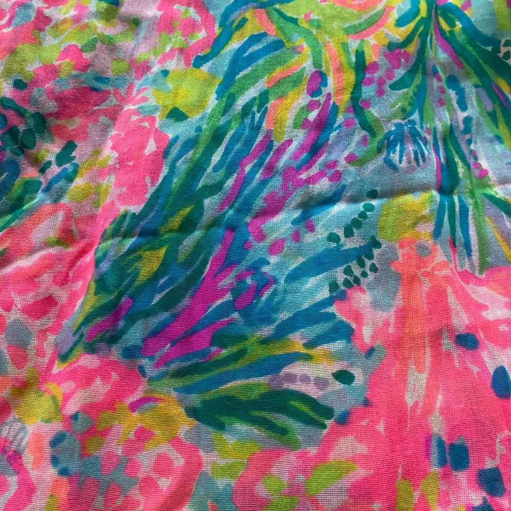 🎉HP🎉NWOT Lilly Pulitzer Cotton Wrap Scarf Fan Sea Pants Resort Cruise 52”x80 - Picture 4 of 11
